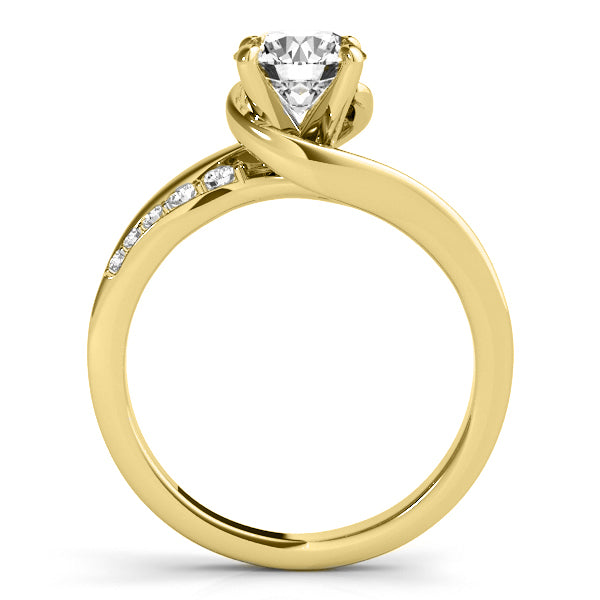 Diamond Swirl Engagement Ring & Band Bridal Set 18k Yellow Gold 0.50ct