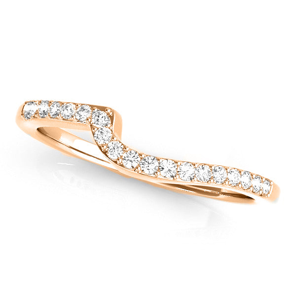 Lab Diamond Accented Contour Shape Wedding Band in 14k Rose Gold (0.25ct)