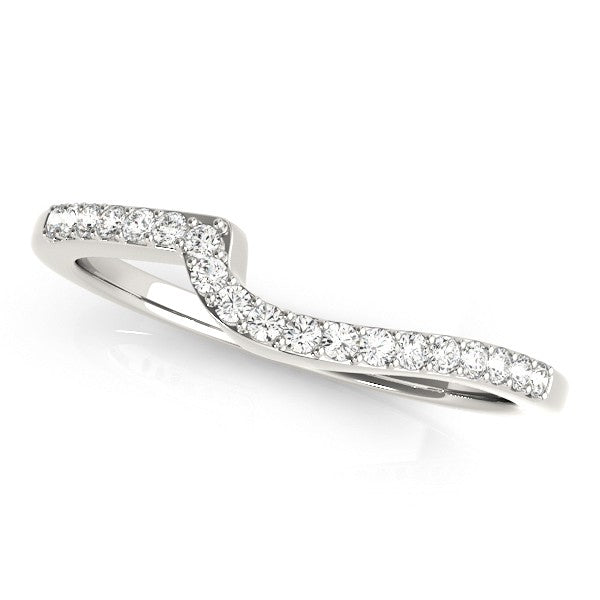 Lab Diamond Accented Contour Shape Wedding Band in 18k White Gold (0.25ct)