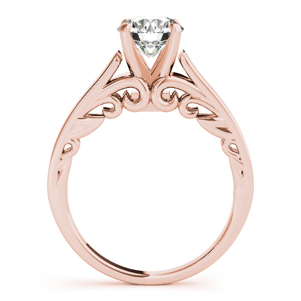 Bridal Antique Solitaire Engagement Ring 14k Rose Gold