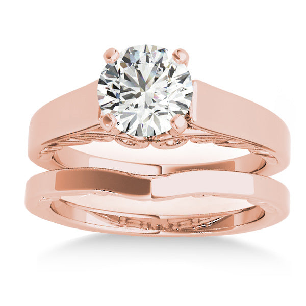 Bridal Antique Solitaire Bridal Set 14k Rose Gold