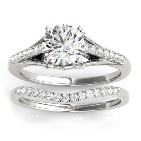 Diamond Accented Bridal Set Setting 14k White Gold (0.20ct)