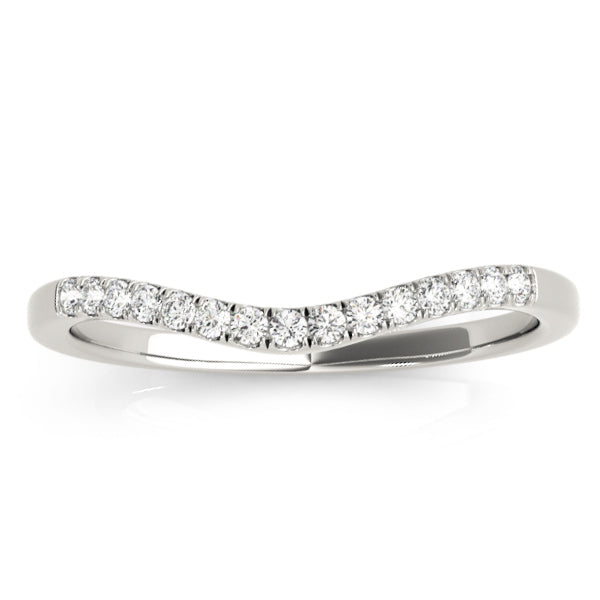 Diamond Compressed Contour Wedding Band 18k White Gold (0.09ct)