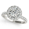 French Pave Halo Diamond Engagement Ring Setting 18k White Gold 2.00ct