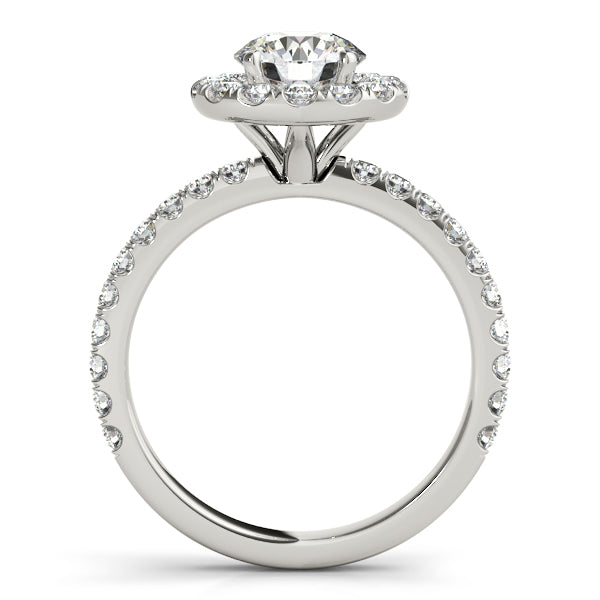 French Pave Halo Lab Diamond Engagement Ring Setting Platinum 0.75ct