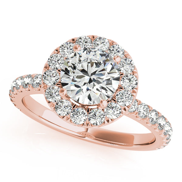 French Pave Halo Diamond Bridal Ring Set 14k Rose Gold (3.25ct)