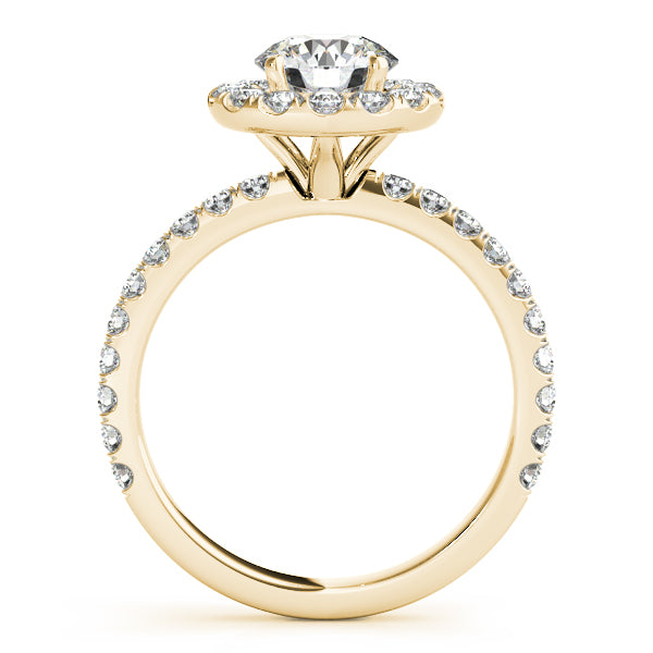 French Pave Halo Lab Diamond Bridal Ring Set 14k Yellow Gold (1.20ct)