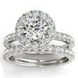 French Pave Halo Lab Diamond Bridal Ring Set Palladium (1.20ct)