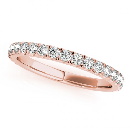 French Pave Lab Grown Diamond Ring Wedding Band 18k Rose Gold (0.45ct)