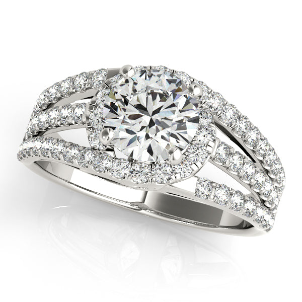 Wide Triple Band Diamond Engagement Ring 18k White Gold (2.13ct)