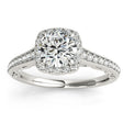Diamond Square Halo Carved Engagement Ring 18k White Gold (0.35ct)