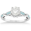 Marquise & Dot Aquamarine Vintage Engagement Ring 14k White Gold 0.13ct