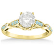 Marquise & Dot Aquamarine Vintage Engagement Ring 14k Yellow Gold 0.13ct