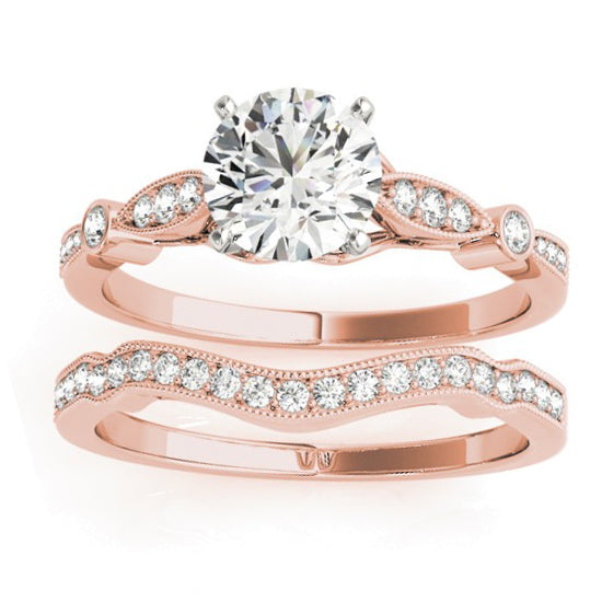 Marquise & Dot Diamond Vintage Bridal Set in 14k Rose Gold (0.29ct)