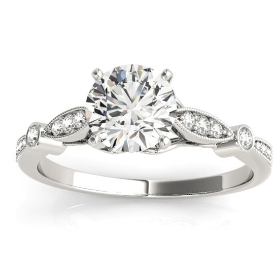 Marquise & Dot Diamond Vintage Bridal Set in 18k White Gold (0.29ct)