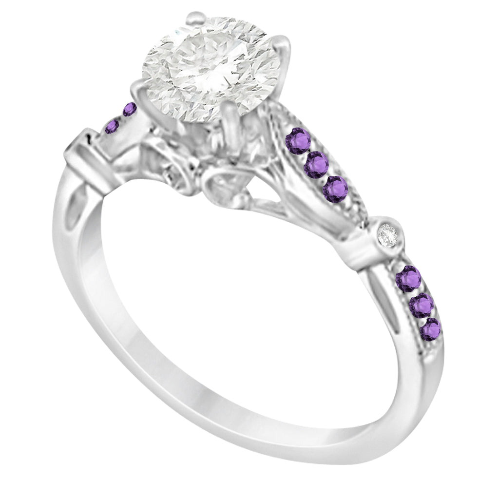 Marquise & Dot Amethyst Vintage Bridal Set in 14k White Gold (0.29ct)