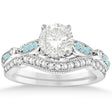 Marquise & Dot Aquamarine Vintage Bridal Set in 14k White Gold (0.29ct)