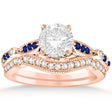 Marquise & Dot Blue Sapphire Vintage Bridal Set in 14k Rose Gold (0.29ct)