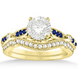 Marquise & Dot Blue Sapphire Vintage Bridal Set in 14k Yellow Gold (0.29ct)