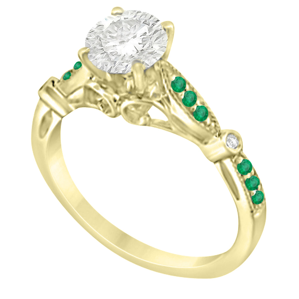 Marquise & Dot Emerald Vintage Bridal Set in 14k Yellow Gold (0.29ct)