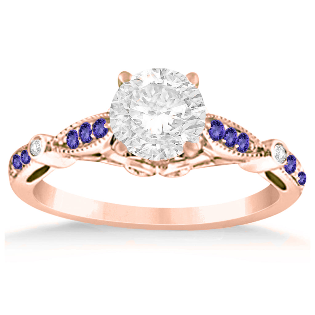 Marquise & Dot Tanzanite Vintage Bridal Set in 14k Rose Gold (0.29ct)