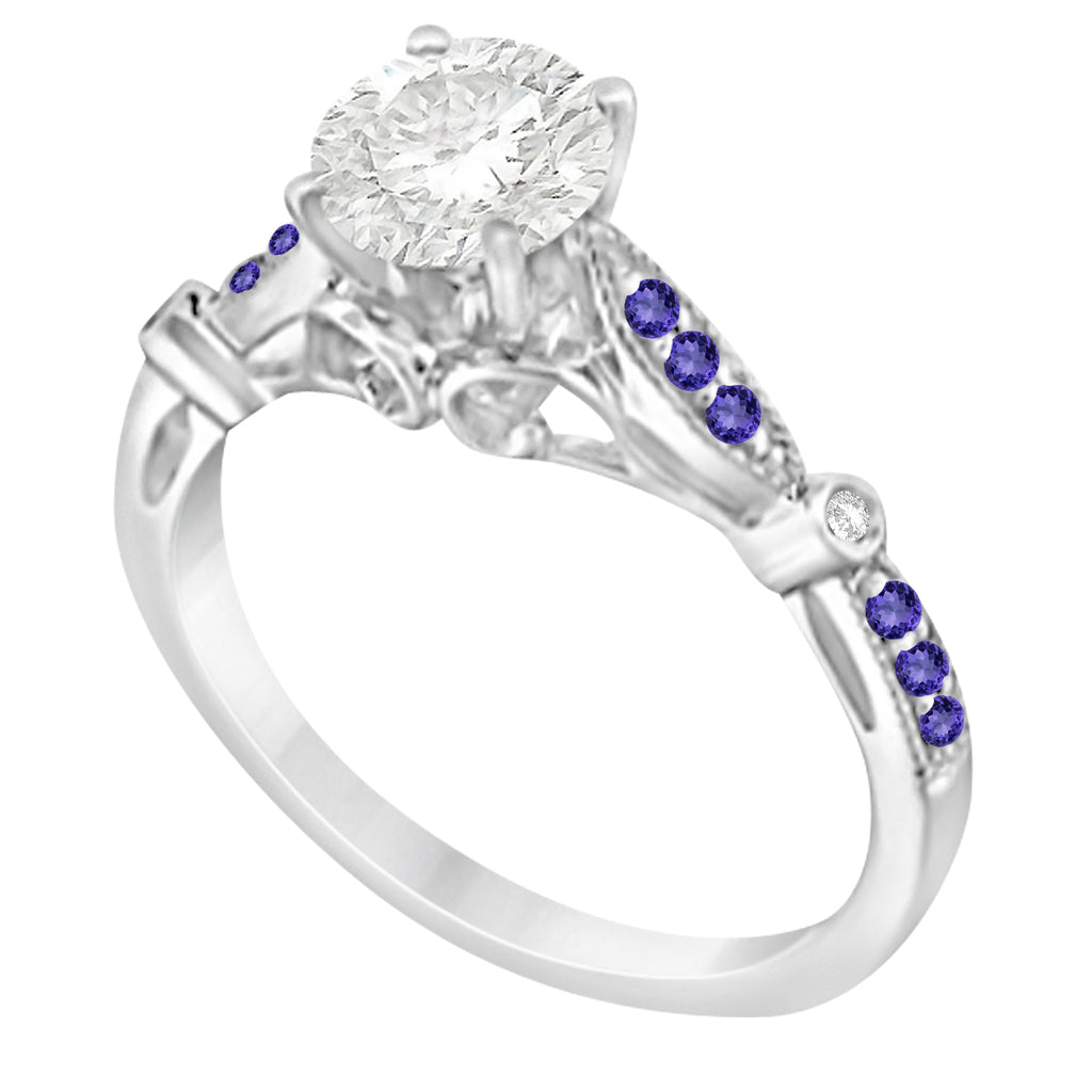 Marquise & Dot Tanzanite Vintage Bridal Set in 14k White Gold (0.29ct)