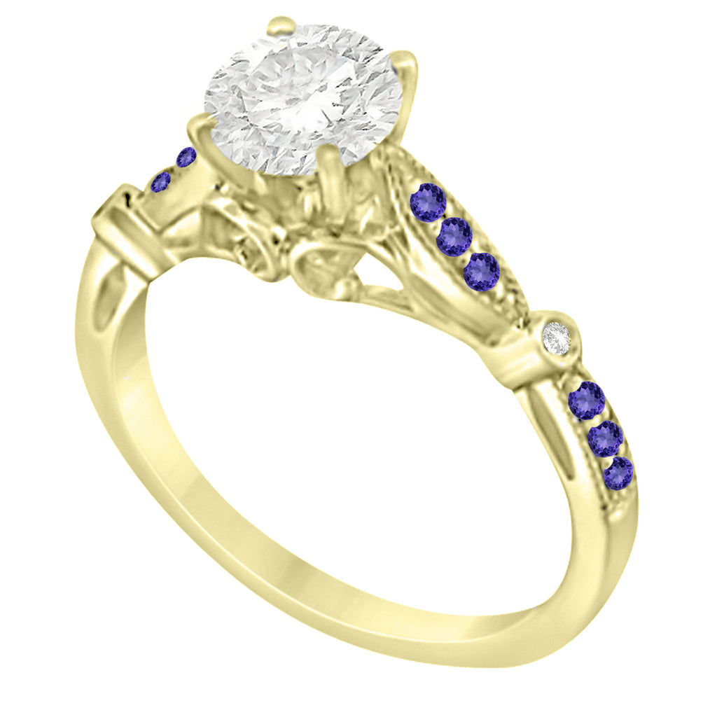 Marquise & Dot Tanzanite Vintage Bridal Set in 14k Yellow Gold (0.29ct)