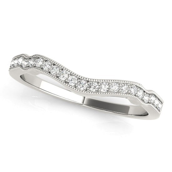 Diamond Accented Contoured Wedding Band in Platinum (0.17ct)