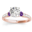 Diamond & Amethyst Three Stone Engagement Ring 14k Rose Gold (0.43ct)