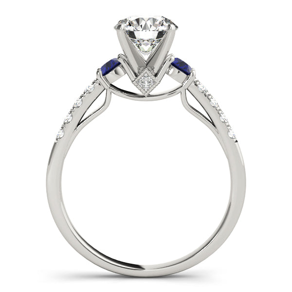 Diamond & Blue Sapphire Three Stone Engagement Ring Setting Palladium (0.43ct)