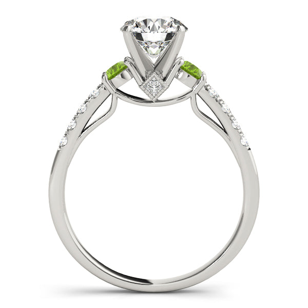 Diamond & Peridot Three Stone Engagement Ring 18k White Gold (0.43ct)