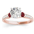 Diamond & Ruby Three Stone Engagement Ring 14k Rose Gold (0.43ct)