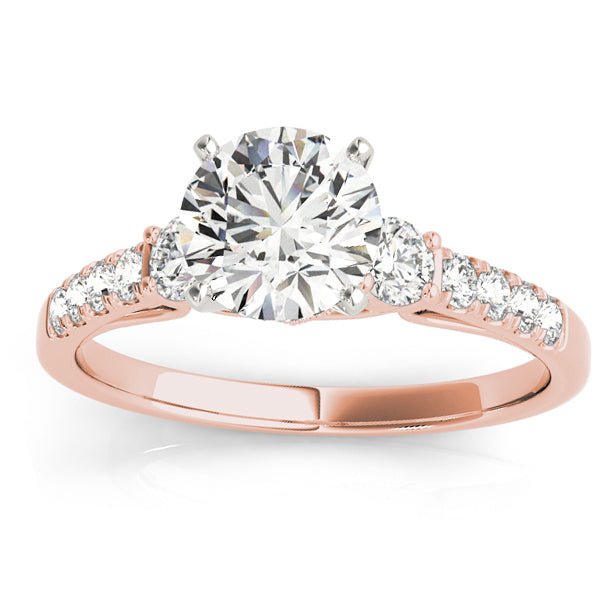 Diamond Three Stone Bridal Set Ring 14k Rose Gold (0.55ct)