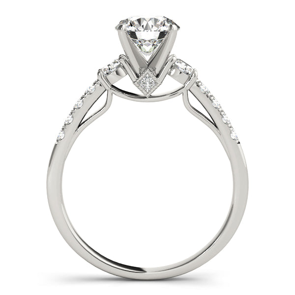 Diamond Three Stone Bridal Set Ring 14k White Gold (0.55ct)