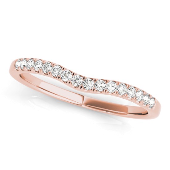 Diamond Contoured Wedding Band 18k Rose Gold (0.12ct)