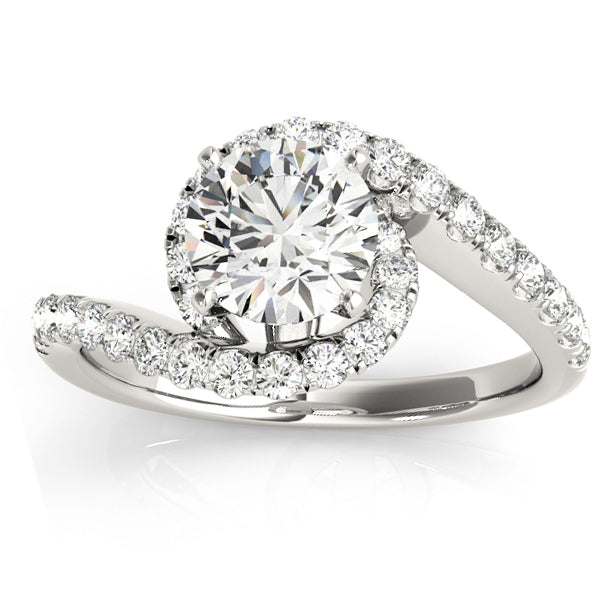 Diamond Twisted Swirl Engagement Ring Setting 14k White Gold (0.36ct)