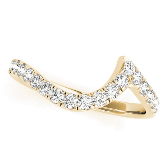 Diamond Accented Contoured Wedding Band 14k Yellow Gold (0.26ct)