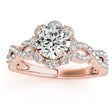 Twisted Halo Lab Diamond Flower Engagement Ring Setting 14k R. Gold 0.63ct