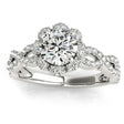 Twisted Halo Lab Diamond Flower Engagement Ring Setting 14k W. Gold 0.63ct