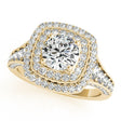 Square Double Halo Lab Diamond Engagement Ring 14k Yellow Gold 2.00ct