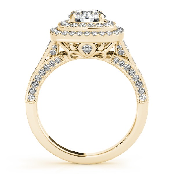 Square Double Halo Diamond Engagement Ring 14k Yellow Gold 2.00ct