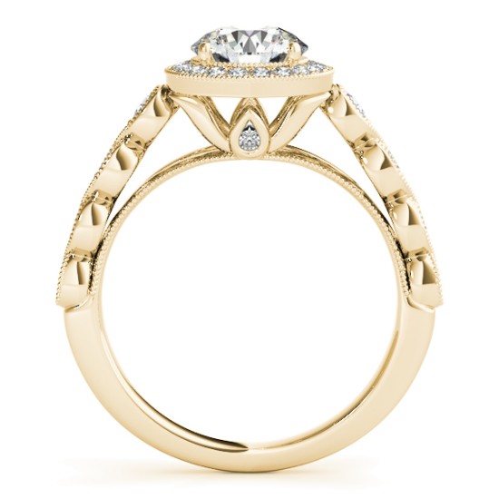 Emerald & Diamond Halo Engagement Ring 18K Yellow Gold (0.36ct)