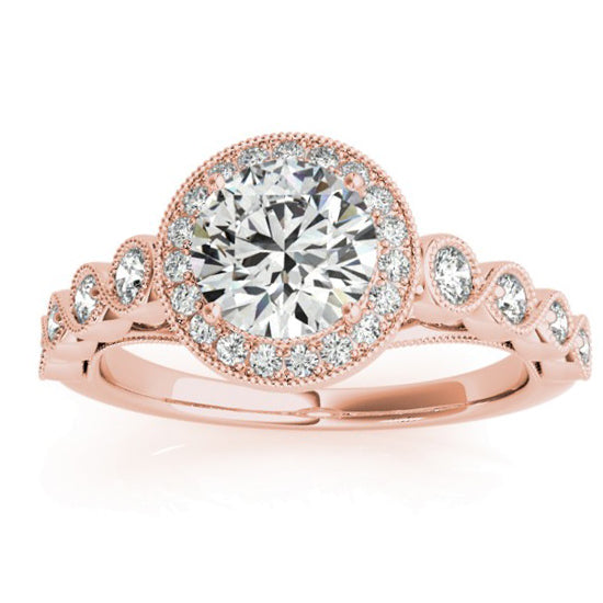 Diamond Halo Swirl Bridal Set Setting 18K Rose Gold (0.41ct)