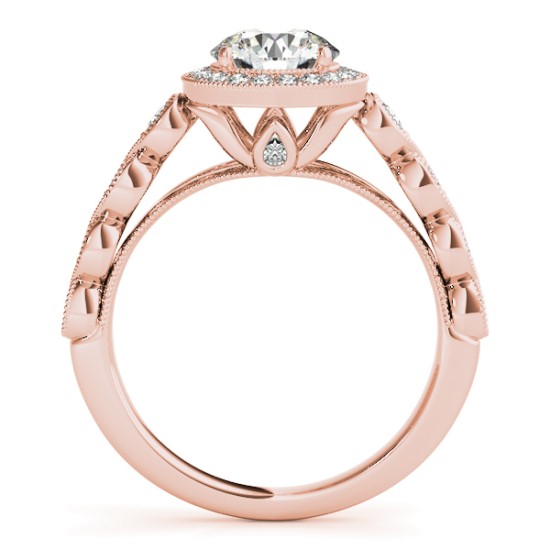 Diamond Halo Swirl Bridal Set Setting 18K Rose Gold (0.41ct)