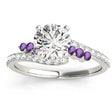 Diamond & Amethyst Bypass Engagement Ring 14k White Gold (0.45ct)