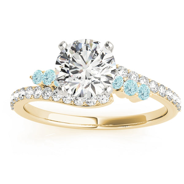 Diamond & Aquamarine Bypass Engagement Ring 18k Yellow Gold (0.45ct)