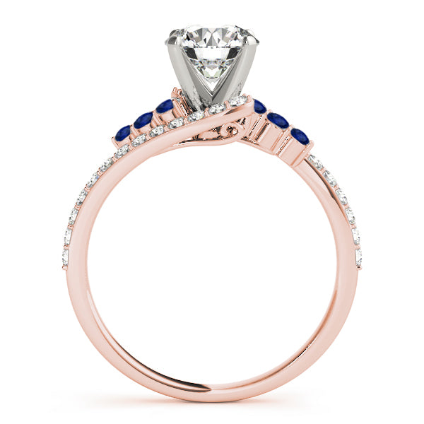 Diamond & Blue Sapphire Bypass Bridal Set 14k Rose Gold (0.74ct)