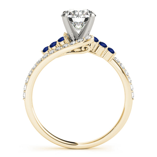 Diamond & Blue Sapphire Bypass Bridal Set 18k Yellow Gold (0.74ct)