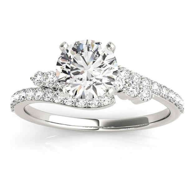 Diamond Bypass Engagement Ring Setting 14k White Gold (0.45ct)