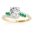 Diamond & Emerald Bypass Engagement Ring 14k Yellow Gold (0.45ct)